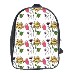 Handmade Pattern With Crazy Flowers School Bags (xl)  by BangZart