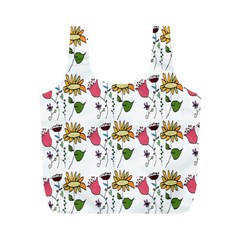 Handmade Pattern With Crazy Flowers Full Print Recycle Bags (m)  by BangZart