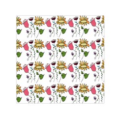 Handmade Pattern With Crazy Flowers Small Satin Scarf (square) by BangZart