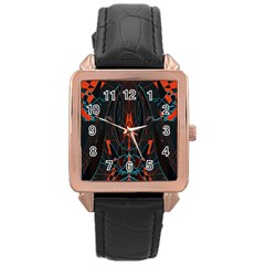 Doodle Art Pattern Background Rose Gold Leather Watch  by BangZart