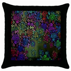 Grunge Rose Background Pattern Throw Pillow Case (black) by BangZart