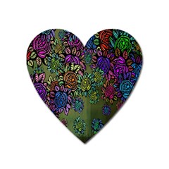 Grunge Rose Background Pattern Heart Magnet by BangZart