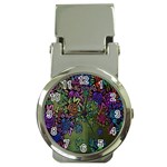 Grunge Rose Background Pattern Money Clip Watches Front