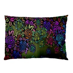 Grunge Rose Background Pattern Pillow Case by BangZart