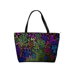 Grunge Rose Background Pattern Shoulder Handbags by BangZart