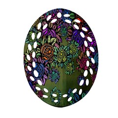 Grunge Rose Background Pattern Ornament (oval Filigree)