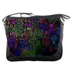 Grunge Rose Background Pattern Messenger Bags by BangZart