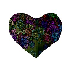 Grunge Rose Background Pattern Standard 16  Premium Heart Shape Cushions by BangZart