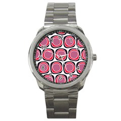 Wheel Stones Pink Pattern Abstract Background Sport Metal Watch by BangZart