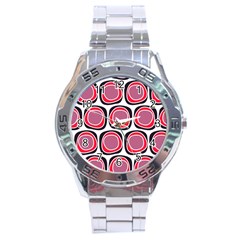 Wheel Stones Pink Pattern Abstract Background Stainless Steel Analogue Watch by BangZart