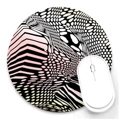 Abstract Fauna Pattern When Zebra And Giraffe Melt Together Round Mousepads by BangZart