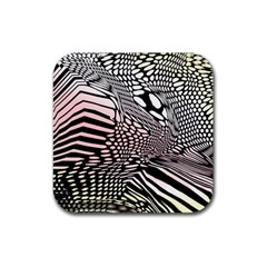 Abstract Fauna Pattern When Zebra And Giraffe Melt Together Rubber Coaster (square)  by BangZart