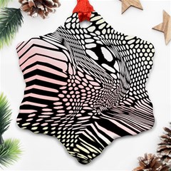 Abstract Fauna Pattern When Zebra And Giraffe Melt Together Snowflake Ornament (two Sides) by BangZart