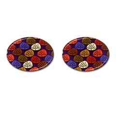 Colorful Trees Background Pattern Cufflinks (oval) by BangZart