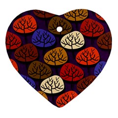 Colorful Trees Background Pattern Heart Ornament (two Sides) by BangZart