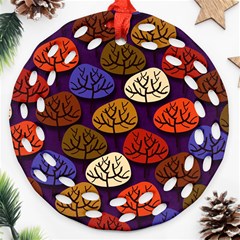 Colorful Trees Background Pattern Round Filigree Ornament (two Sides) by BangZart