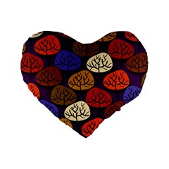 Colorful Trees Background Pattern Standard 16  Premium Flano Heart Shape Cushions by BangZart