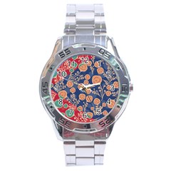 Floral Seamless Pattern Vector Texture Stainless Steel Analogue Watch by BangZart