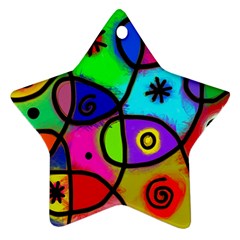 Digitally Painted Colourful Abstract Whimsical Shape Pattern Ornament (star) by BangZart