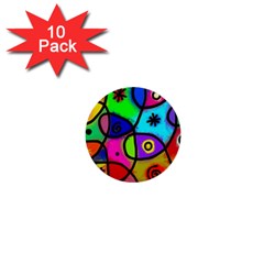 Digitally Painted Colourful Abstract Whimsical Shape Pattern 1  Mini Buttons (10 Pack)  by BangZart