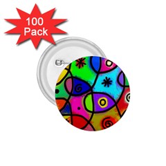 Digitally Painted Colourful Abstract Whimsical Shape Pattern 1 75  Buttons (100 Pack)  by BangZart