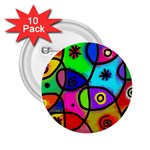 Digitally Painted Colourful Abstract Whimsical Shape Pattern 2.25  Buttons (10 pack)  Front