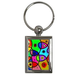 Digitally Painted Colourful Abstract Whimsical Shape Pattern Key Chains (rectangle)  by BangZart