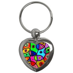 Digitally Painted Colourful Abstract Whimsical Shape Pattern Key Chains (heart)  by BangZart