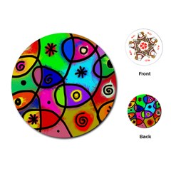 Digitally Painted Colourful Abstract Whimsical Shape Pattern Playing Cards (round)  by BangZart