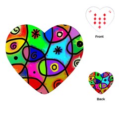 Digitally Painted Colourful Abstract Whimsical Shape Pattern Playing Cards (heart)  by BangZart