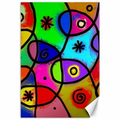 Digitally Painted Colourful Abstract Whimsical Shape Pattern Canvas 12  X 18   by BangZart