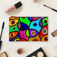 Digitally Painted Colourful Abstract Whimsical Shape Pattern Cosmetic Bag (medium)  by BangZart