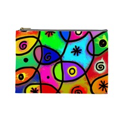 Digitally Painted Colourful Abstract Whimsical Shape Pattern Cosmetic Bag (large)  by BangZart