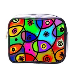 Digitally Painted Colourful Abstract Whimsical Shape Pattern Mini Toiletries Bags by BangZart