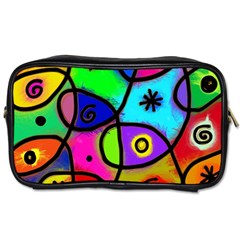 Digitally Painted Colourful Abstract Whimsical Shape Pattern Toiletries Bags 2-side by BangZart