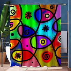 Digitally Painted Colourful Abstract Whimsical Shape Pattern Shower Curtain 60  X 72  (medium)  by BangZart