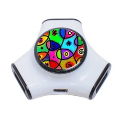 Digitally Painted Colourful Abstract Whimsical Shape Pattern 3-port Usb Hub by BangZart