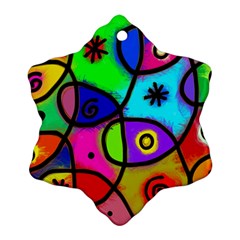 Digitally Painted Colourful Abstract Whimsical Shape Pattern Ornament (snowflake) by BangZart