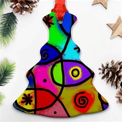 Digitally Painted Colourful Abstract Whimsical Shape Pattern Ornament (christmas Tree)  by BangZart