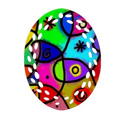 Digitally Painted Colourful Abstract Whimsical Shape Pattern Ornament (oval Filigree)