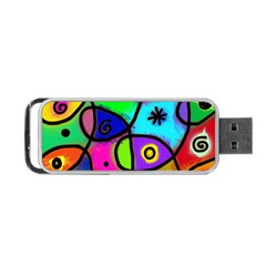 Digitally Painted Colourful Abstract Whimsical Shape Pattern Portable Usb Flash (one Side) by BangZart