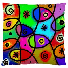 Digitally Painted Colourful Abstract Whimsical Shape Pattern Large Flano Cushion Case (two Sides) by BangZart