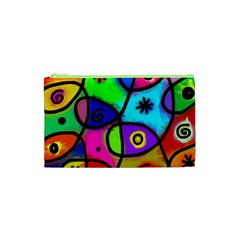 Digitally Painted Colourful Abstract Whimsical Shape Pattern Cosmetic Bag (xs) by BangZart