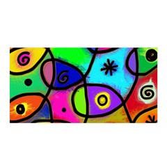 Digitally Painted Colourful Abstract Whimsical Shape Pattern Satin Wrap by BangZart