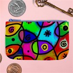 Digitally Painted Colourful Abstract Whimsical Shape Pattern Large Coin Purse Front