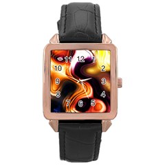 Colourful Abstract Background Design Rose Gold Leather Watch  by BangZart