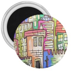 A Village Drawn In A Doodle Style 3  Magnets by BangZart