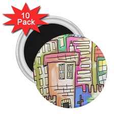 A Village Drawn In A Doodle Style 2 25  Magnets (10 Pack)  by BangZart