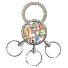 A Village Drawn In A Doodle Style 3-ring Key Chains by BangZart