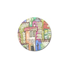 A Village Drawn In A Doodle Style Golf Ball Marker by BangZart